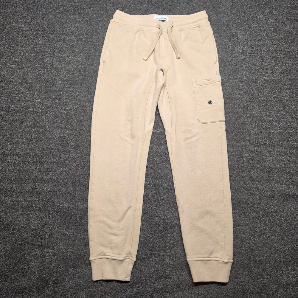 Stone Island Brushed Fleece Sweatpants Beige Men Small Cargo Jogger Slim Fit Tan